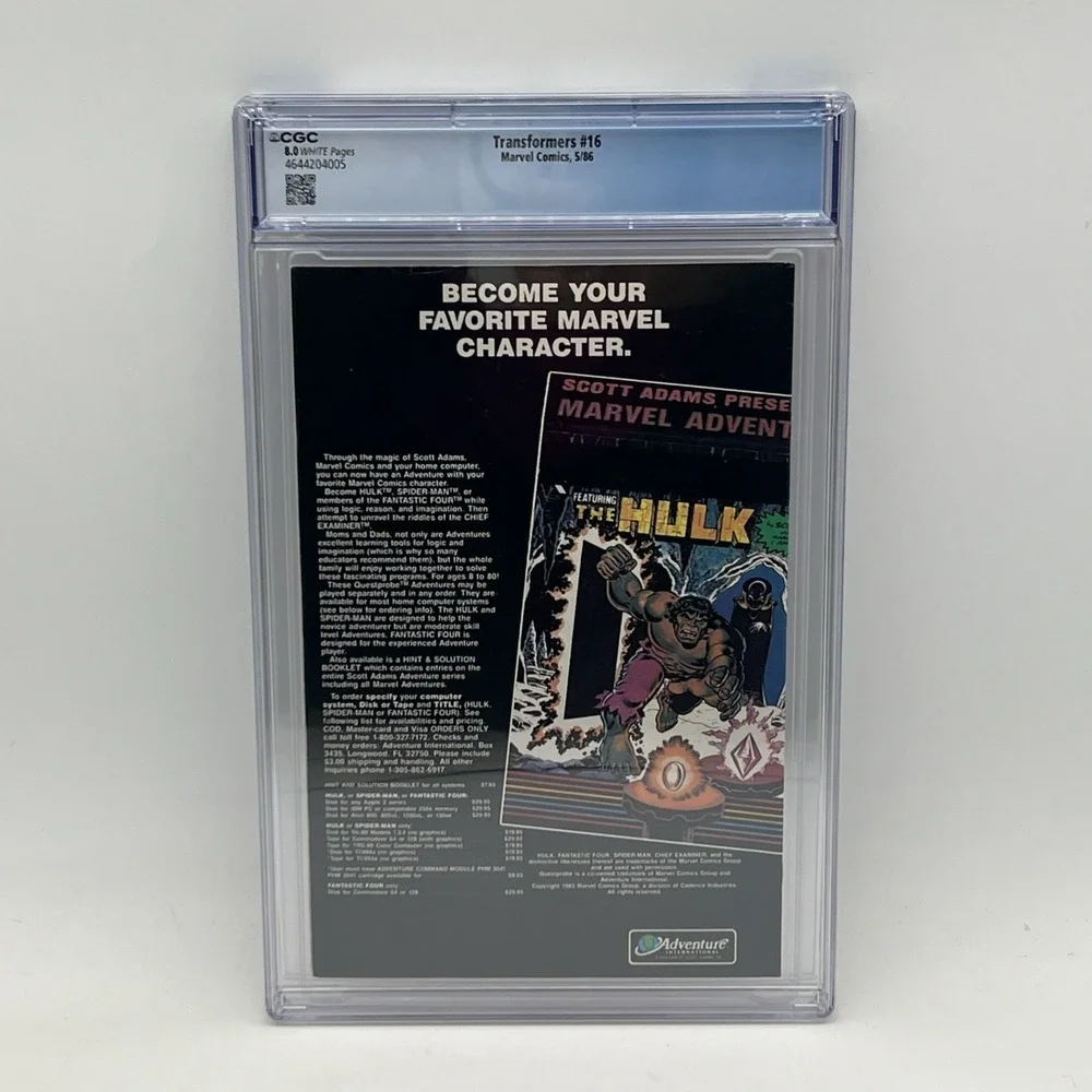 TRANSFORMERS‎ #16 (1986) CGC 8.0 WHITE PAGES